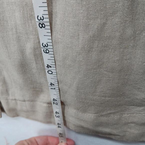 Tahari Linen Explorer Style Button-Up Dress SZ S Belt Pockets Midi Short Sleeve - Picture 15 of 16